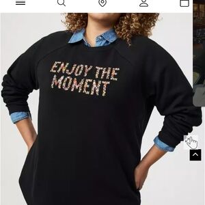 torrid Black Crewneck Sweatshirt with Multicolor 'Enjoy The Moment' Embroidery